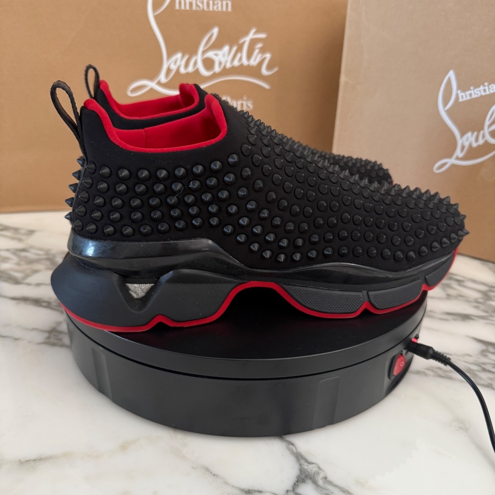Christian Louboutin 1190270 Men's Black Spike-Sock Flat Neoprene, sizes - Picture 4 of 15